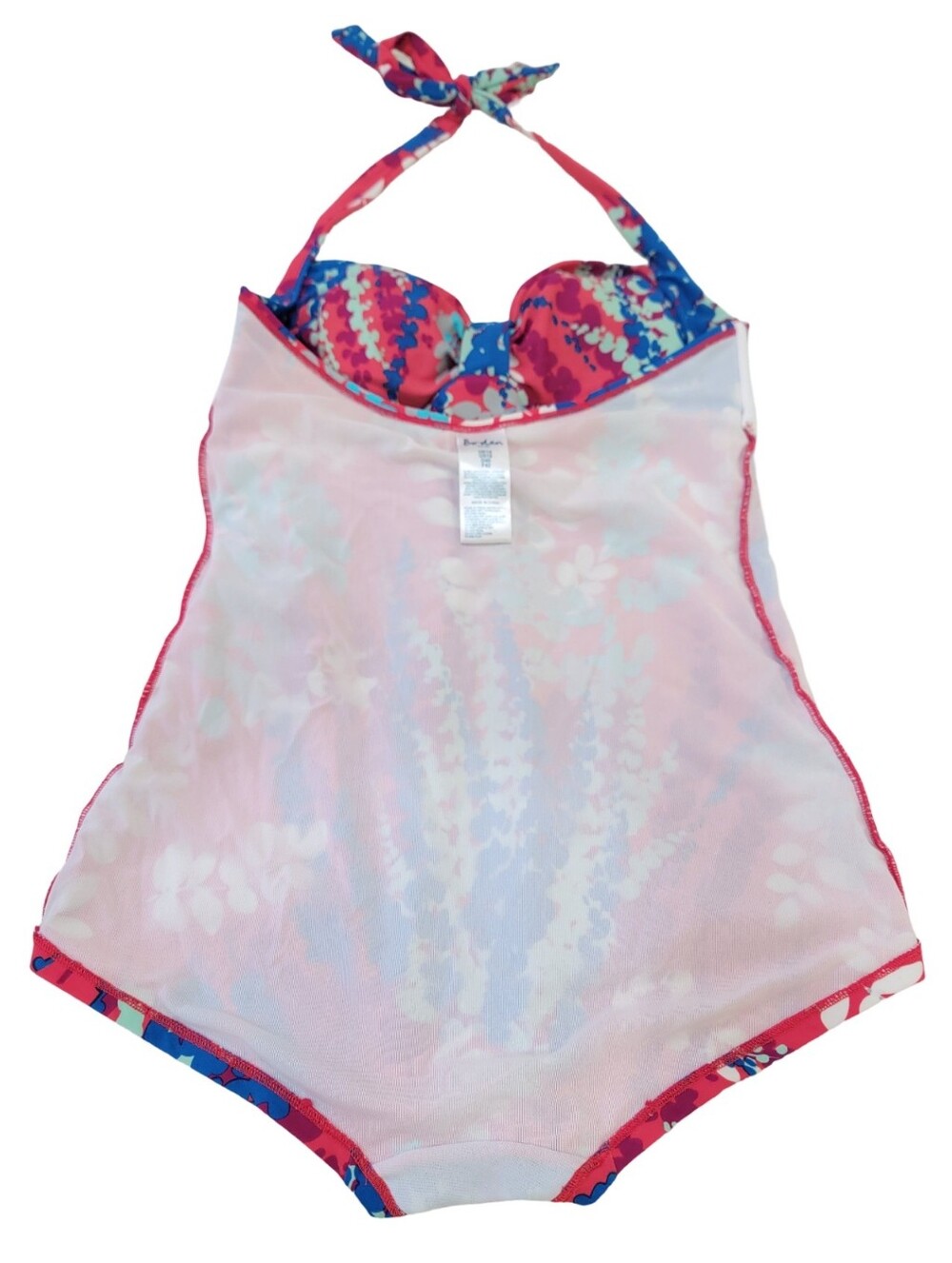 Boden Halter One Piece Bathing Swimsuit Retro Floral Pink Blue Women’s Size 10 - Picture 7 of 17